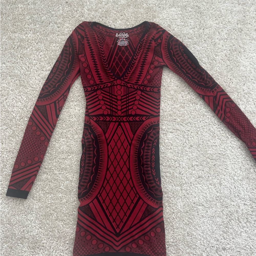 free people intimately longsleeve maroon dress xs/s worn twice